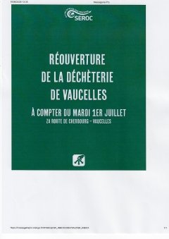 REOUVERTURE DE LA DECHETERIES 